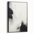 Framed abstract minimalist wall art featuring a sleek black design, showcased from a side view, perfect for modern home decor and artistic interiors.