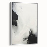 Framed minimalist abstract wall art featuring a white background with subtle textures, viewed from the side, ideal for modern home decor and stylish interiors.