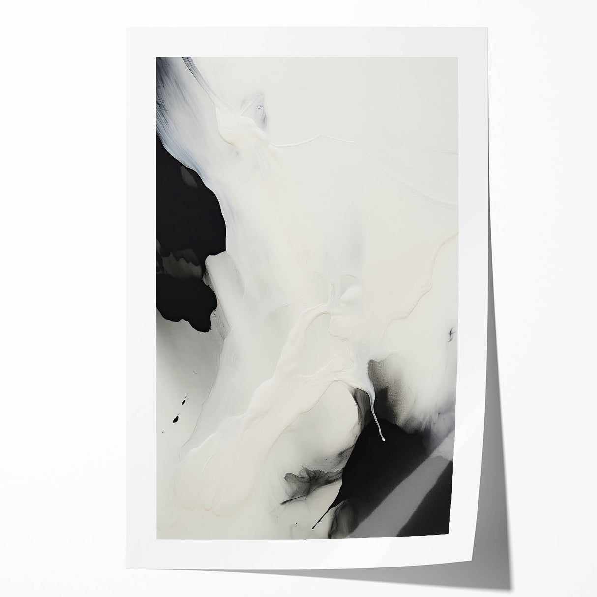 Abstract minimalist wall art print showcasing gentle pastel colors and geometric shapes, rolled for delivery in a protective cardboard tube, ideal for modern decor.