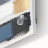 Minimalist Abstract Wall Art – Gray, Navy & Gold Brushstroke Canvas