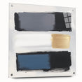 Minimalist Abstract Wall Art – Gray, Navy & Gold Brushstroke Canvas