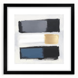Minimalist Abstract Wall Art – Gray, Navy & Gold Brushstroke Canvas