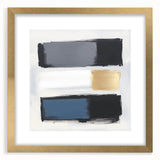 Minimalist Abstract Wall Art – Gray, Navy & Gold Brushstroke Canvas