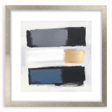 Minimalist Abstract Wall Art – Gray, Navy & Gold Brushstroke Canvas