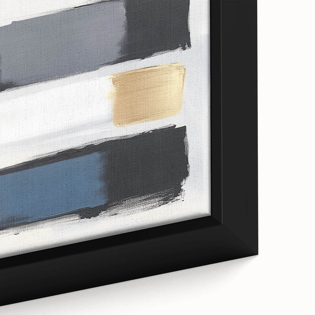 Minimalist Abstract Wall Art – Gray, Navy & Gold Brushstroke Canvas