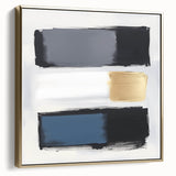 Minimalist Abstract Wall Art – Gray, Navy & Gold Brushstroke Canvas