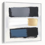 Minimalist Abstract Wall Art – Gray, Navy & Gold Brushstroke Canvas