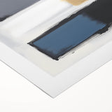 Minimalist Abstract Wall Art – Gray, Navy & Gold Brushstroke Canvas