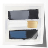 Minimalist Abstract Wall Art – Gray, Navy & Gold Brushstroke Canvas