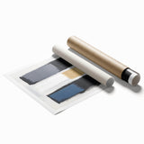 Minimalist Abstract Wall Art – Gray, Navy & Gold Brushstroke Canvas