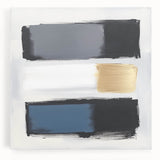 Minimalist Abstract Wall Art – Gray, Navy & Gold Brushstroke Canvas