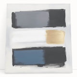 Minimalist Abstract Wall Art – Gray, Navy & Gold Brushstroke Canvas