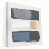 Minimalist Abstract Wall Art – Gray, Navy & Gold Brushstroke Canvas