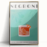 Mid-century modernist large art print of food and drinks in bold colors on acrylic, ideal for modern kitchen decor.