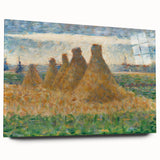 Impressionist Haystack Landscape Art - Seurat Inspired Farm Scene Print