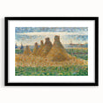 Impressionist Haystack Landscape Art - Seurat Inspired Farm Scene Print