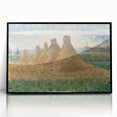 Impressionist Haystack Landscape Art - Seurat Inspired Farm Scene Print
