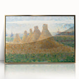 Impressionist Haystack Landscape Art - Seurat Inspired Farm Scene Print