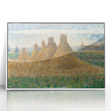 Impressionist Haystack Landscape Art - Seurat Inspired Farm Scene Print