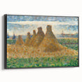 Impressionist Haystack Landscape Art - Seurat Inspired Farm Scene Print