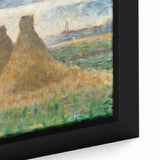 Impressionist Haystack Landscape Art - Seurat Inspired Farm Scene Print