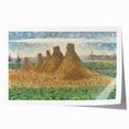 Impressionist Haystack Landscape Art - Seurat Inspired Farm Scene Print