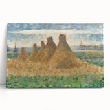 Impressionist Haystack Landscape Art - Seurat Inspired Farm Scene Print