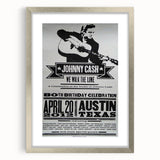 Johnny Cash Retro Wall Art Vintage Prints Black and White Poster
