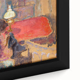 Intimate Realism Art Print of Woman by Lamp in Cozy Interior Setting