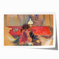 Intimate Realism Art Print of Woman by Lamp in Cozy Interior Setting