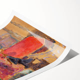 Intimate Realism Art Print of Woman by Lamp in Cozy Interior Setting