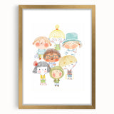 Whimsical Kids Group Wall Art - Girls Room & Playroom Decor