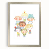 Whimsical Kids Group Wall Art - Girls Room & Playroom Decor
