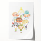 Whimsical Kids Group Wall Art - Girls Room & Playroom Decor