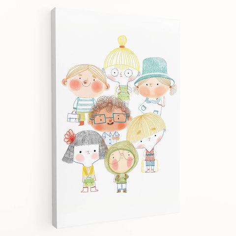 Whimsical Kids Group Wall Art - Girls Room & Playroom Decor