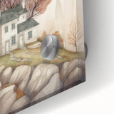 Large abstract wall art depicting swirling autumn colors on acrylic glass, ideal for bedroom or dining room decor.