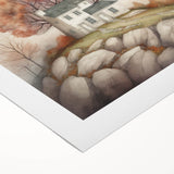 Art deco poster featuring a stylized autumnal scene on rolled canvas, suitable for dining room walls.