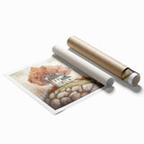 Extra large rolled canvas print featuring a dense floral pattern in autumn hues.