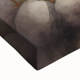 Large art depicting a black and white landscape painting on stretched canvas, ideal for bedroom ambiance.