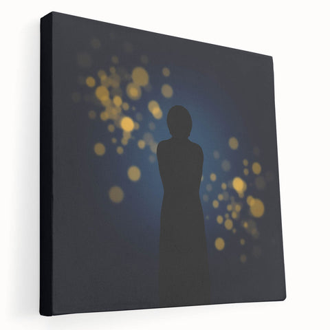 Silent Glow – Emotive Silhouette with Bokeh Light Wall Art Print