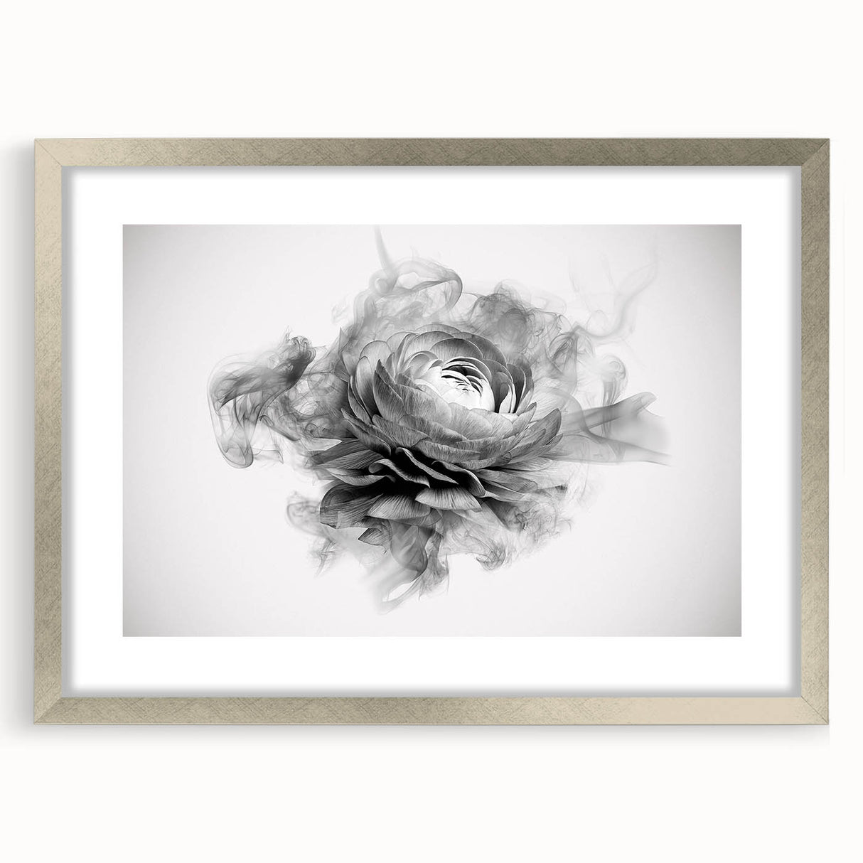Monochrome Floral Elegance – Modern Abstract Living Room Wall Art