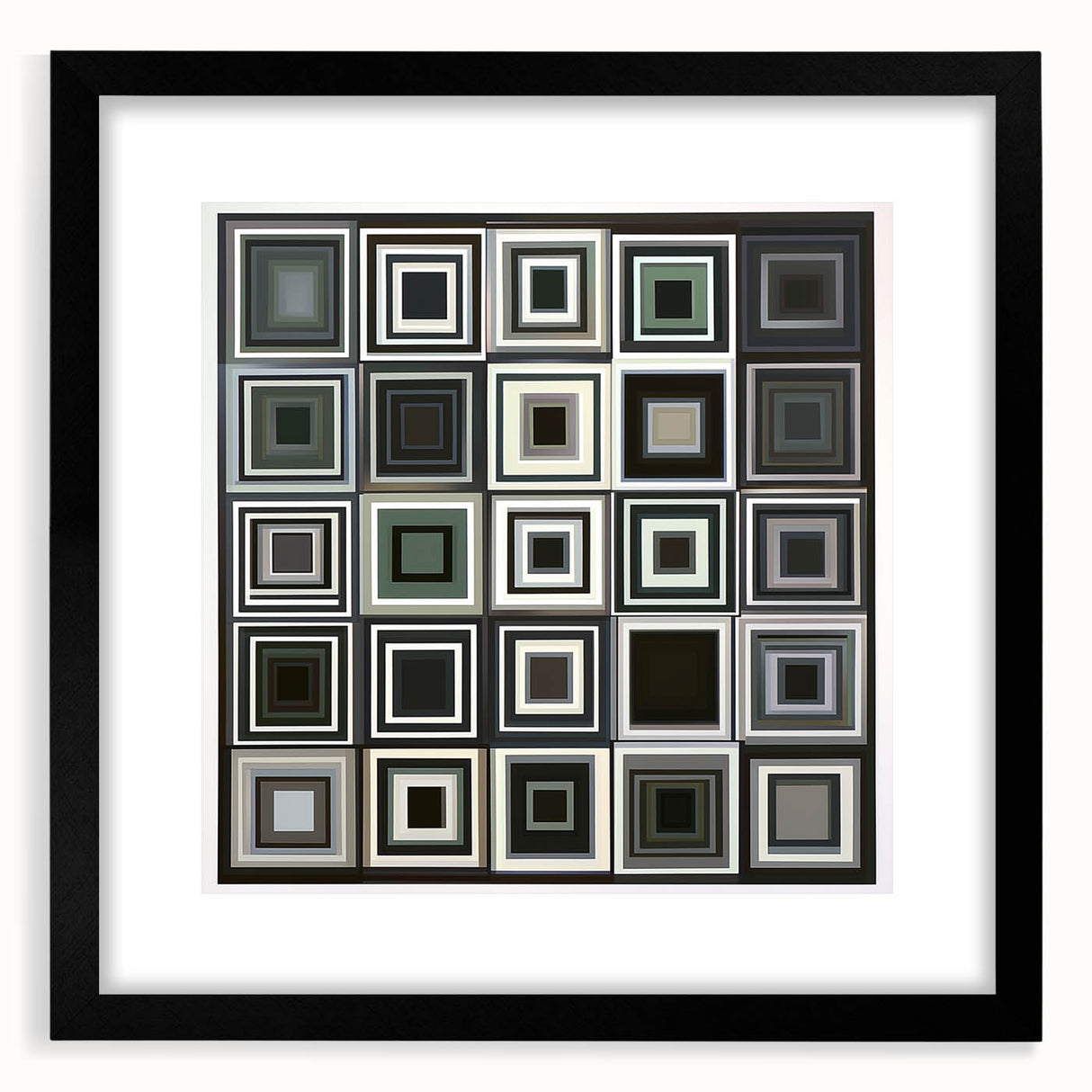 Abstract geometric frame showcasing a modern black mat design, perfect for home decor or art display, with sharp angles and clean lines emphasizing minimalism.
