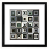 Abstract geometric frame showcasing a modern black mat design, perfect for home decor or art display, with sharp angles and clean lines emphasizing minimalism.