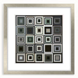 Abstract geometric silver frame showcasing a modern design, enhanced with a stylish mat, perfect for contemporary home decor. Ideal for art enthusiasts or interior designers seeking a sophisticated touch.