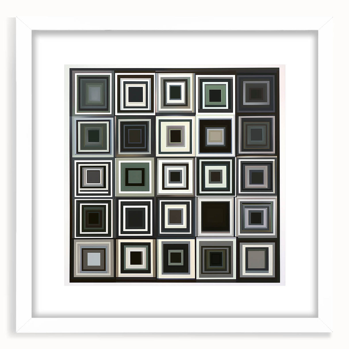 Abstract geometric frame with a white mat, showcasing a modern design, perfect for home decor or art display. Features clean lines and minimalistic style.