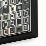 Abstract geometric framed canvas artwork showcasing vibrant colors and intricate patterns, perfect for modern home decor. Ideal for adding a contemporary touch to any living space.