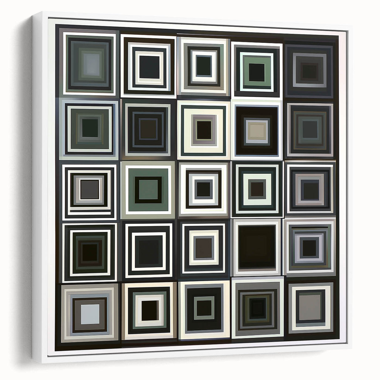 Abstract geometric framed canvas artwork showcasing a striking white and gray design with sharp angles, perfect for modern home decor. Ideal for adding a contemporary touch to living spaces.