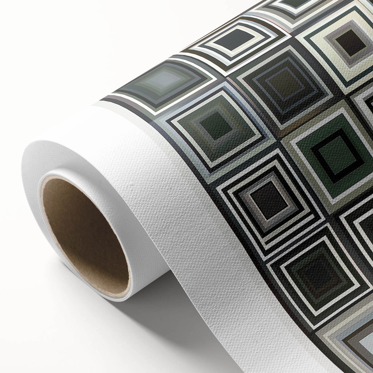 Abstract geometric design on rolled canvas featuring vibrant colors and intricate patterns, ideal for modern home decor. Packaged securely in a sturdy tube for safe delivery.