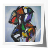 Abstract art print mockup showcasing vibrant splatters in various colors, designed for modern decor. Glossy finish enhances visual appeal, ideal for art displays.