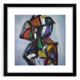 Abstract splatter art frame in black with a mat, showcasing vibrant paint splashes in various colors. Perfect for modern home decor as a bold statement piece.